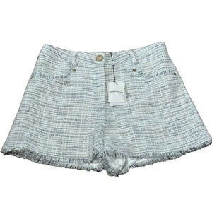 Generation Love Devyn Tweed Shorts Mid Rise Sequins Frayed Hem Cream Size 10 NEW
